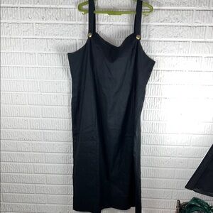 J.Crew Black Midi Dress with Button Detail Linen Blend NWT